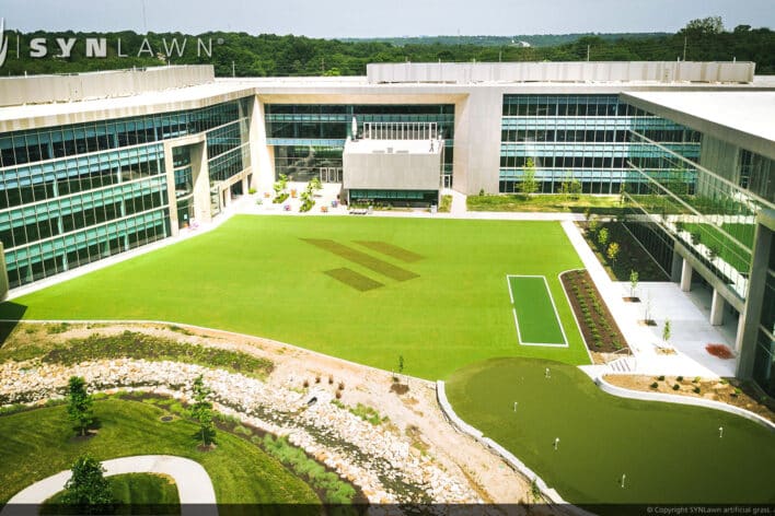 SYNLawn Bermuda commercial artificial grass for office buildings campus courtyards