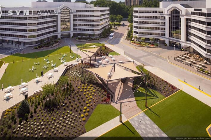 SYNLawn Bermuda commercial artificial grass for office buildings plaza courtyards